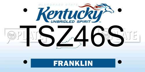 TSZ46S Kentucky License Plate