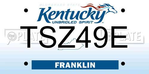 TSZ49E Kentucky License Plate