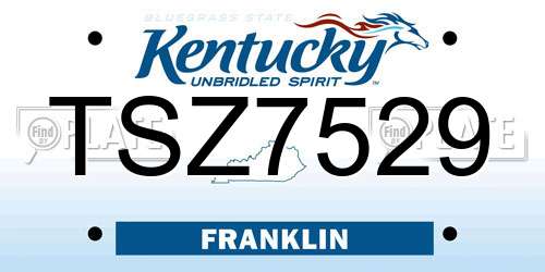 TSZ7529 Kentucky License Plate
