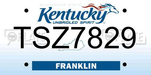 TSZ7829 Kentucky License Plate