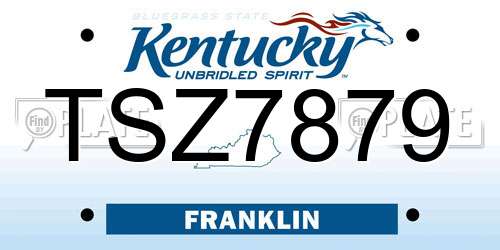 TSZ7879 Kentucky License Plate