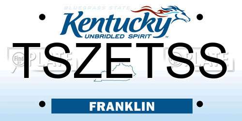 TSZETSS Kentucky License Plate