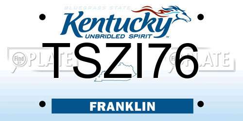 TSZI76 Kentucky License Plate