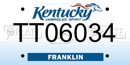 TT06034 Kentucky License Plate