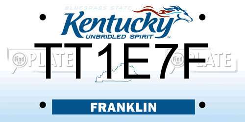 TT1E7F Kentucky License Plate