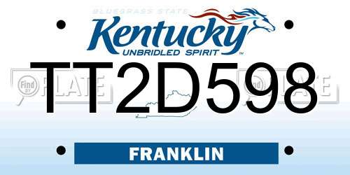 TT2D598 Kentucky License Plate