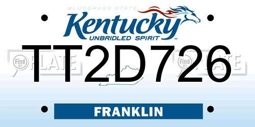 TT2D726 Kentucky License Plate