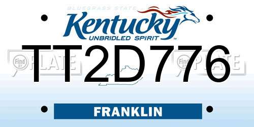 TT2D776 Kentucky License Plate