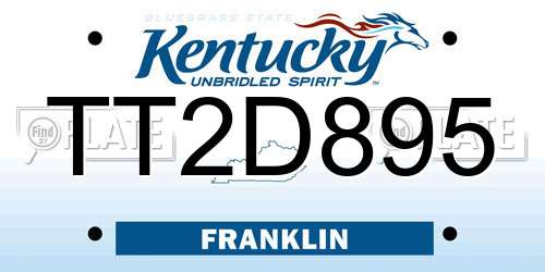 TT2D895 Kentucky License Plate