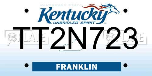 TT2N723 Kentucky License Plate