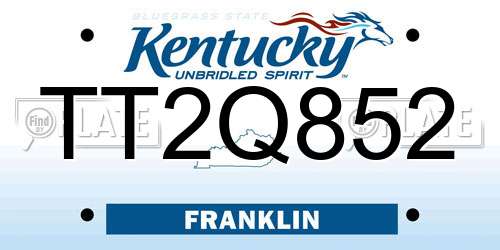 TT2Q852 Kentucky License Plate