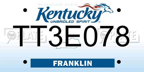 TT3E078 Kentucky License Plate