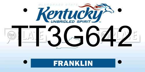 TT3G642 Kentucky License Plate