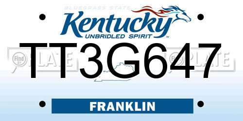 TT3G647 Kentucky License Plate