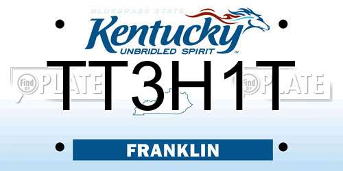 TT3H1T Kentucky License Plate