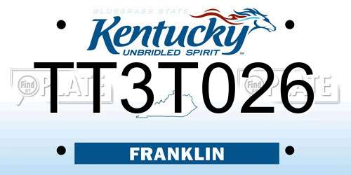 TT3T026 Kentucky License Plate