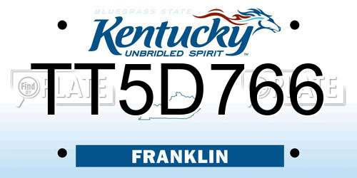 TT5D766 Kentucky License Plate
