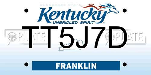 TT5J7D Kentucky License Plate