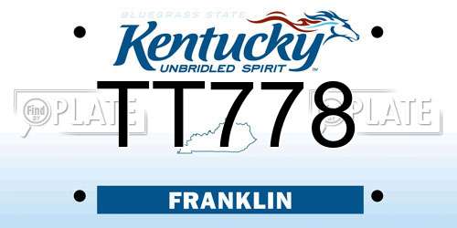 TT778 Kentucky License Plate