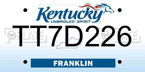 TT7D226 Kentucky License Plate