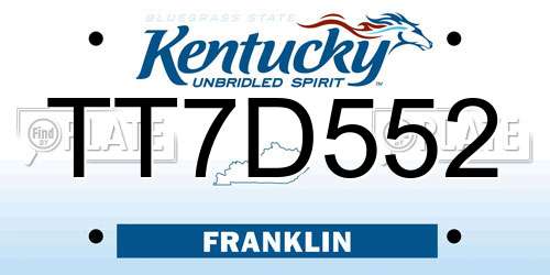 TT7D552 Kentucky License Plate