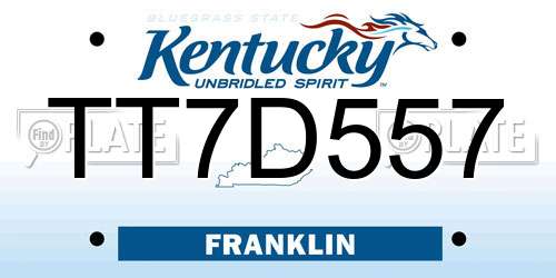 TT7D557 Kentucky License Plate