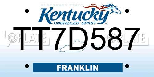 TT7D587 Kentucky License Plate