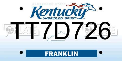 TT7D726 Kentucky License Plate