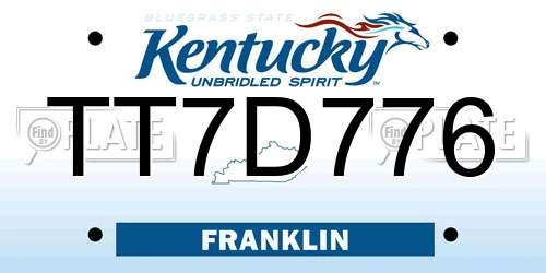 TT7D776 Kentucky License Plate