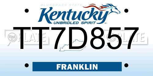 TT7D857 Kentucky License Plate