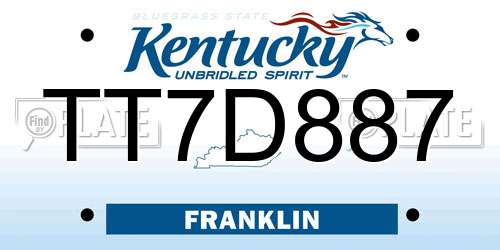 TT7D887 Kentucky License Plate