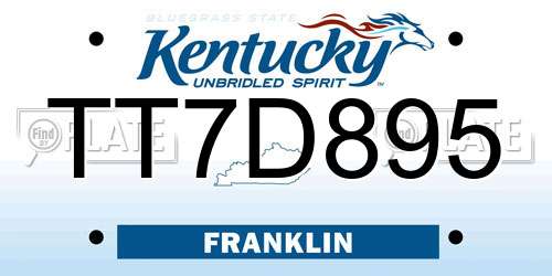 TT7D895 Kentucky License Plate