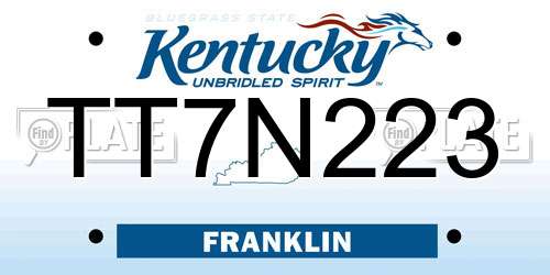 TT7N223 Kentucky License Plate