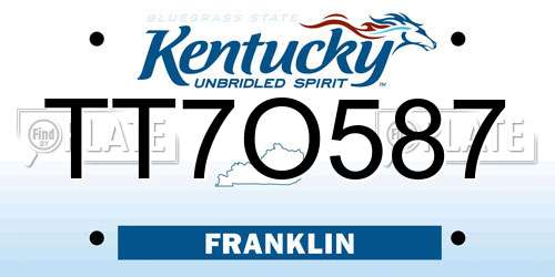 TT7O587 Kentucky License Plate