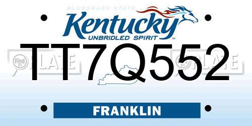 TT7Q552 Kentucky License Plate