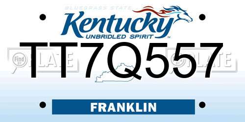 TT7Q557 Kentucky License Plate