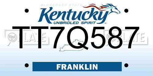 TT7Q587 Kentucky License Plate