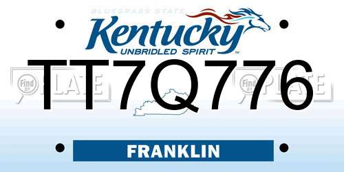 TT7Q776 Kentucky License Plate