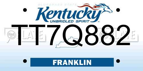 TT7Q882 Kentucky License Plate