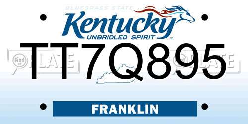 TT7Q895 Kentucky License Plate