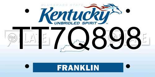 TT7Q898 Kentucky License Plate