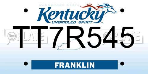 TT7R545 Kentucky License Plate