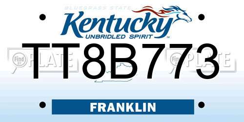 TT8B773 Kentucky License Plate