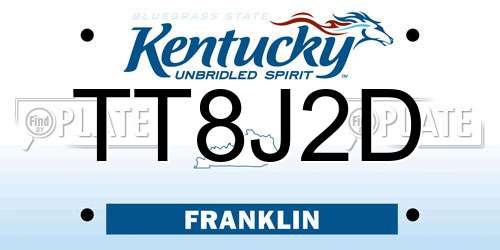 TT8J2D Kentucky License Plate