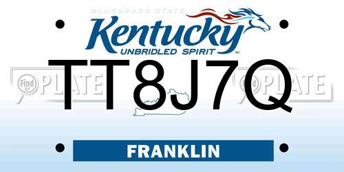 TT8J7Q Kentucky License Plate