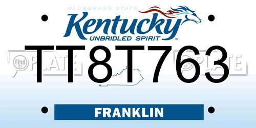 TT8T763 Kentucky License Plate