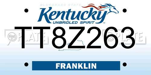 TT8Z263 Kentucky License Plate