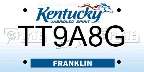 TT9A8G Kentucky License Plate