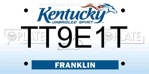 TT9E1T Kentucky License Plate