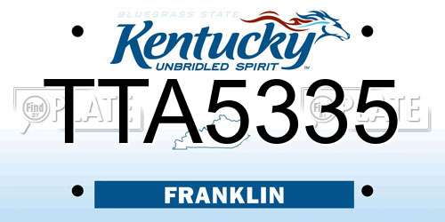 TTA5335 Kentucky License Plate